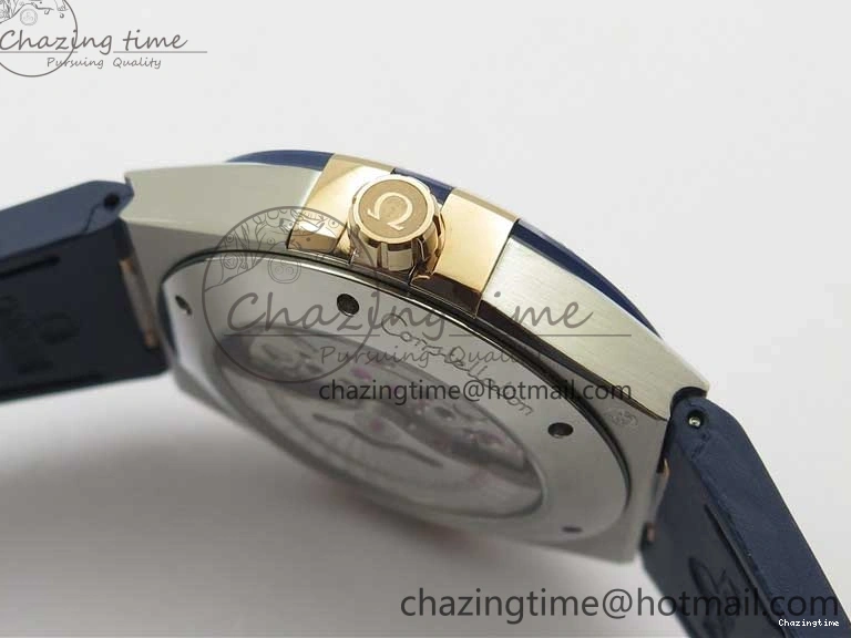0409 Chic Constellation 131.33.41.21.03.001 SS RG TW Best Edition Blue Dial On Gummy Strap A 7872